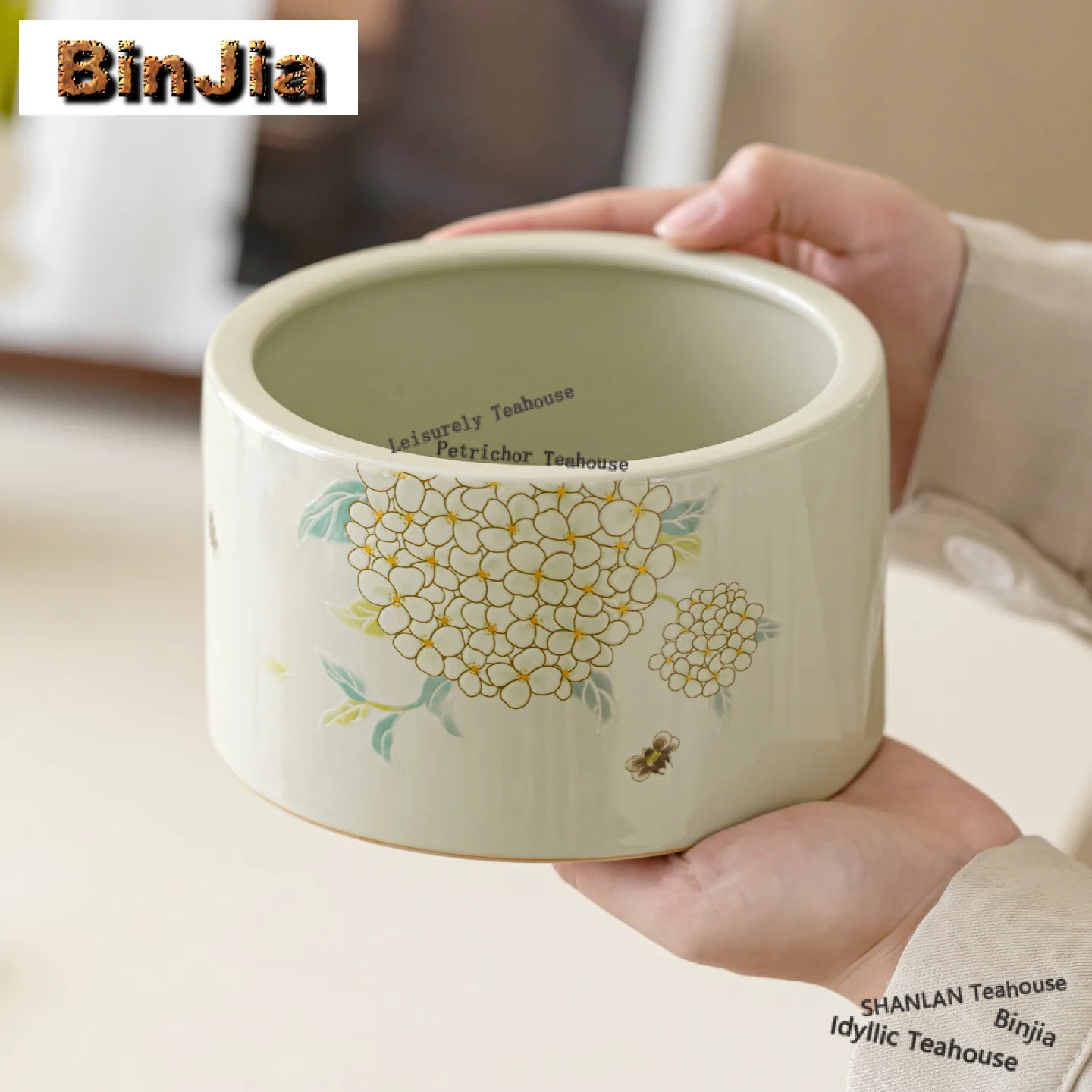 Plant Ash Ceramic Jianshui Boutique Hydrangea Tea Wash Bowl Tea Garbage Can Water Washing Slag Tank Household Chaxi Teaware