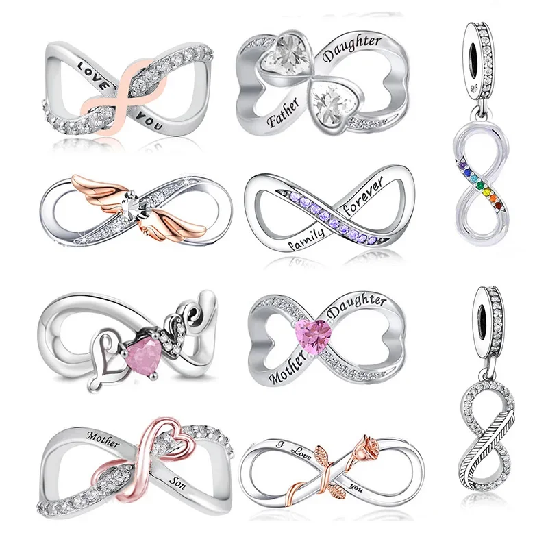 FC Jewelry Fit Original Charm Bracelet 100% 925 Silver Family Forever Angel Wings Infinity Love Bead For Making Women Berloque