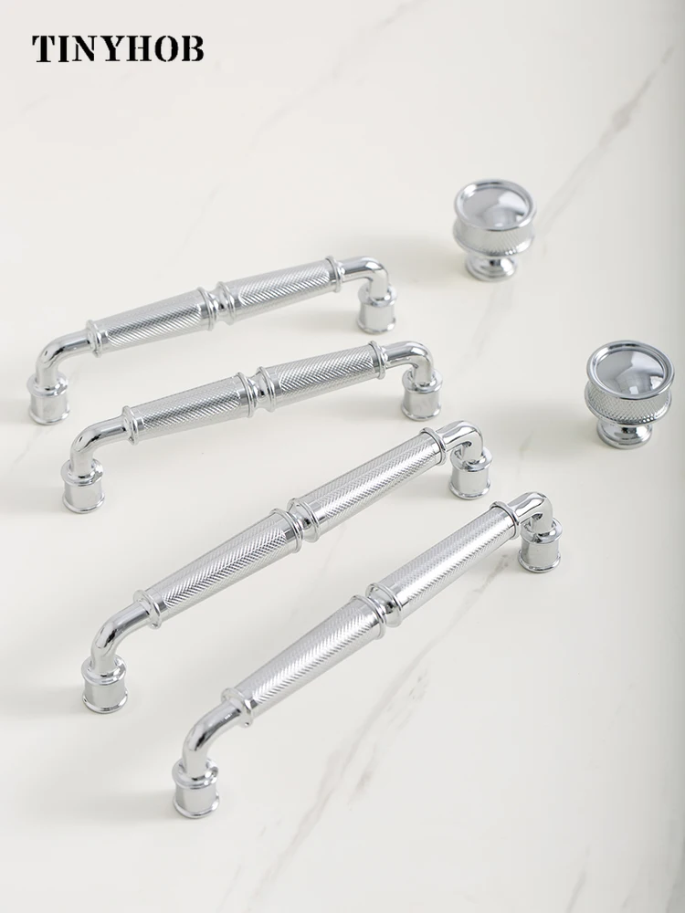 Tinyhob, твердая латунь, ромбовидная огранка, крест с накаткой, латунная мебель для шкафа, ярко-серебристая кухонная ручка/отверстие 160 мм