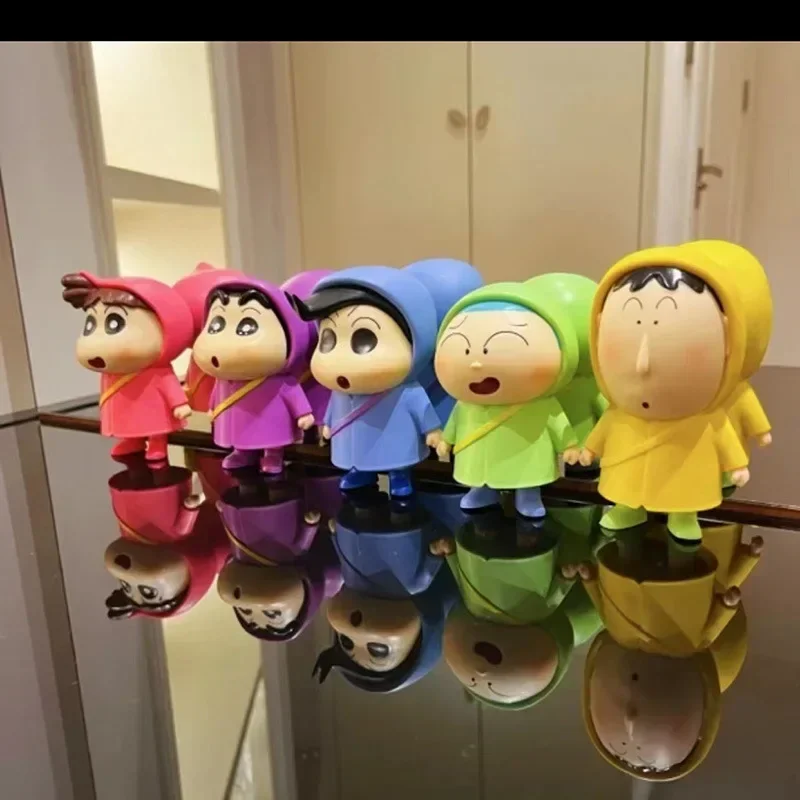 5pcs Set Crayon Shin-chan Anime Figures Kasukabe Defense Force Masao Nini Dumb Dolls Desktop Trinkets Vinyl Decor Kids Toy Gifts