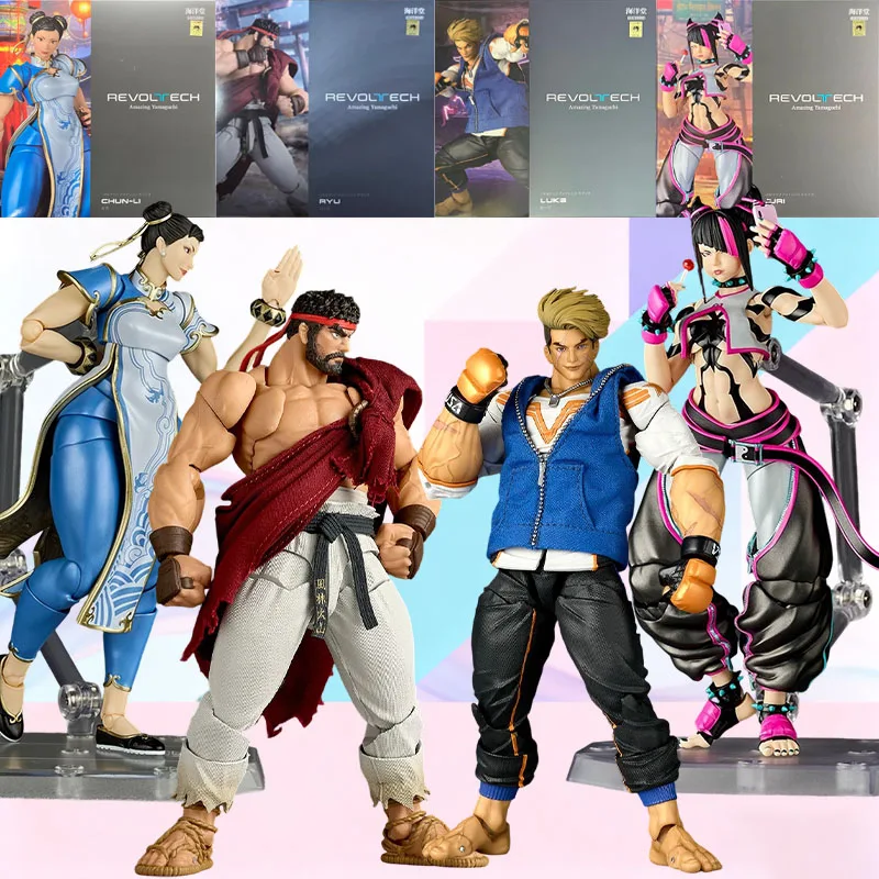 

Kaiyodo Revoltech Amazing Yamaguchi Street Fighter 6 Juri Chun-Li Ryu Luke Action Figure High Articulation Effect Parts Stand