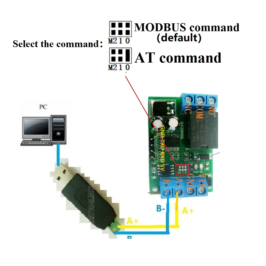 2 In 1 RS485 RS232 TTL AT Modbus RTU Relay Switch Board PC USB COM UART Serial Port 1 CH 12V DC Module