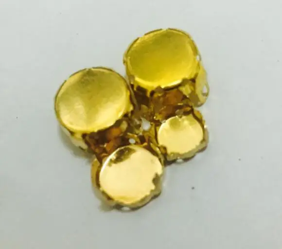 리볼리 유리 라인석 피팅용 황동 원형 금속 컵 클로 세팅 4 개 구멍 바느질, 크기 5mm 6mm 8mm 10mm 12mm 14mm 16mm 18mm