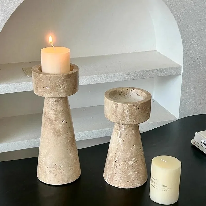 Modern Simple Stone Candlestick Home Living Room Marble Candlestick Luxury Design Ornament Decorative Accessories Funny Gifts