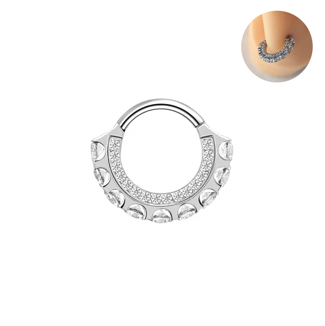 

Кольцо с петлями ASTM F136, титановое кольцо с фианитами, вставленное в страницу