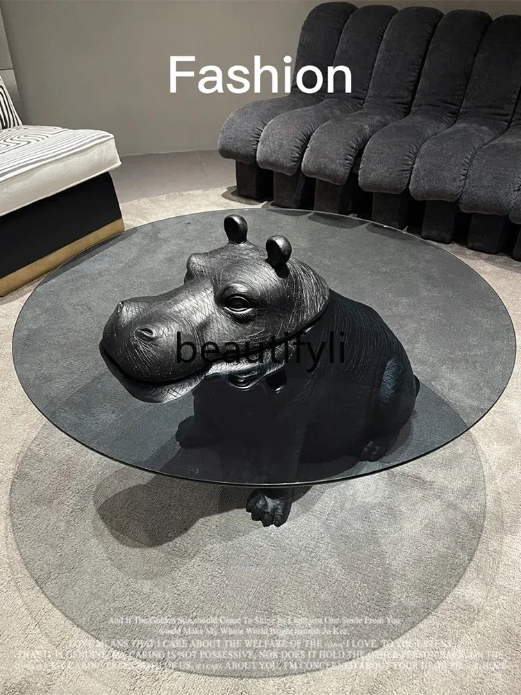 

qqItalian minimalist creative modern hippo coffee table tempered glass living room premium tea table