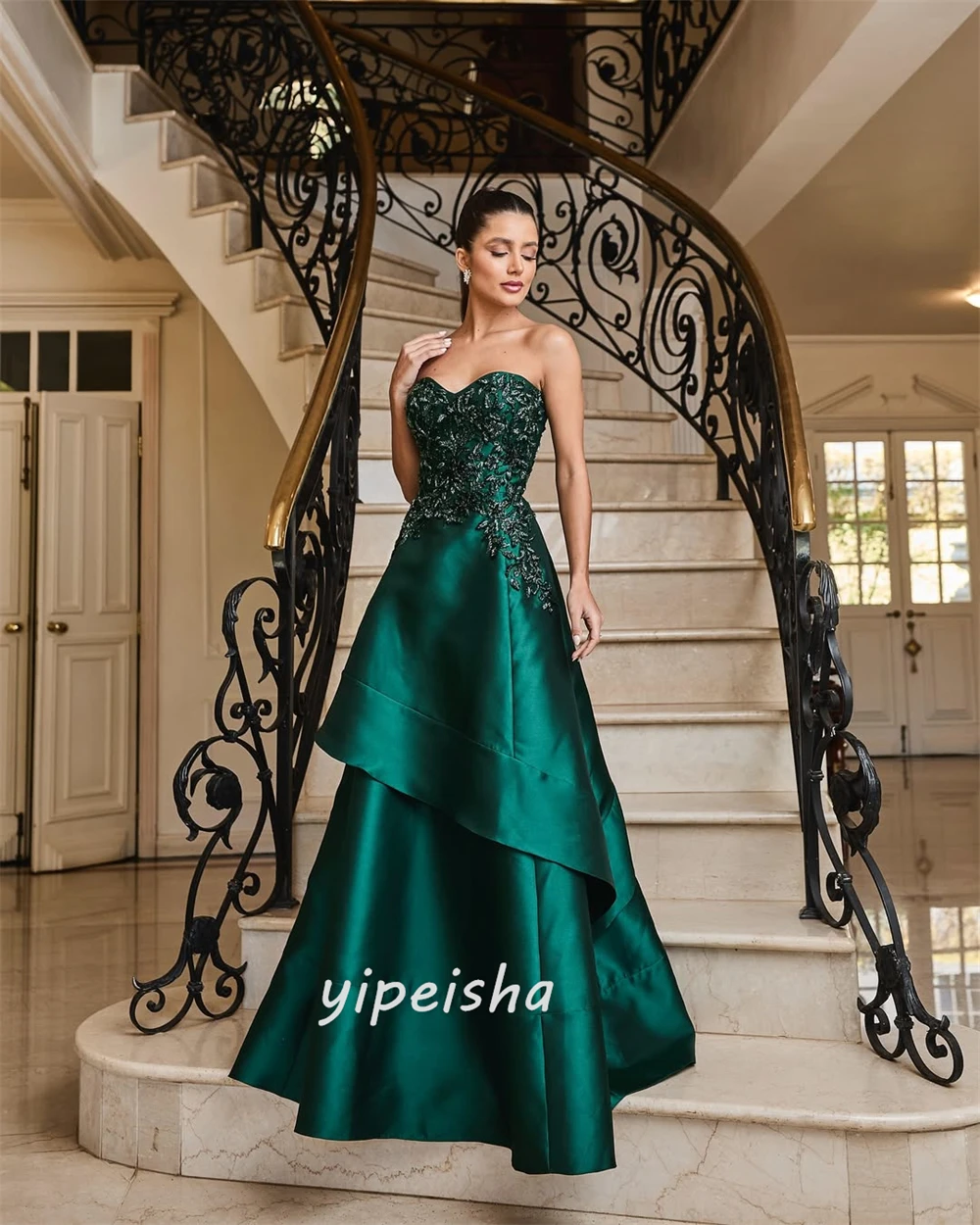 Personalizado elegante estilo moderno charmeuse beading plissado a linha sem alças vestidos longos vestidos de noite tamanhos disponíveis intrincados