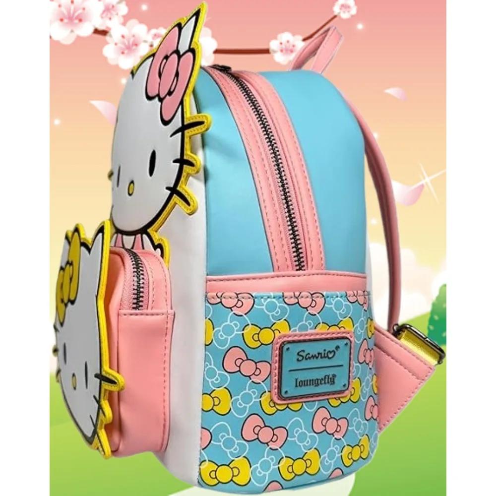 

Оригинальный мини-рюкзак Sanrio Kuromi HelloKitty с клапаном, комплект женской сумки на плечо с двойным ремешком, кавайный рюкзак для девочек, подарки