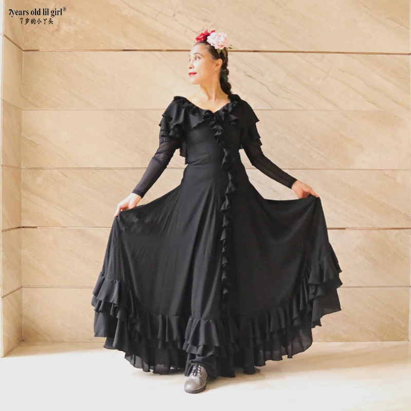 Flamenco prática dança espanhola renda embelezado vestidos ene08