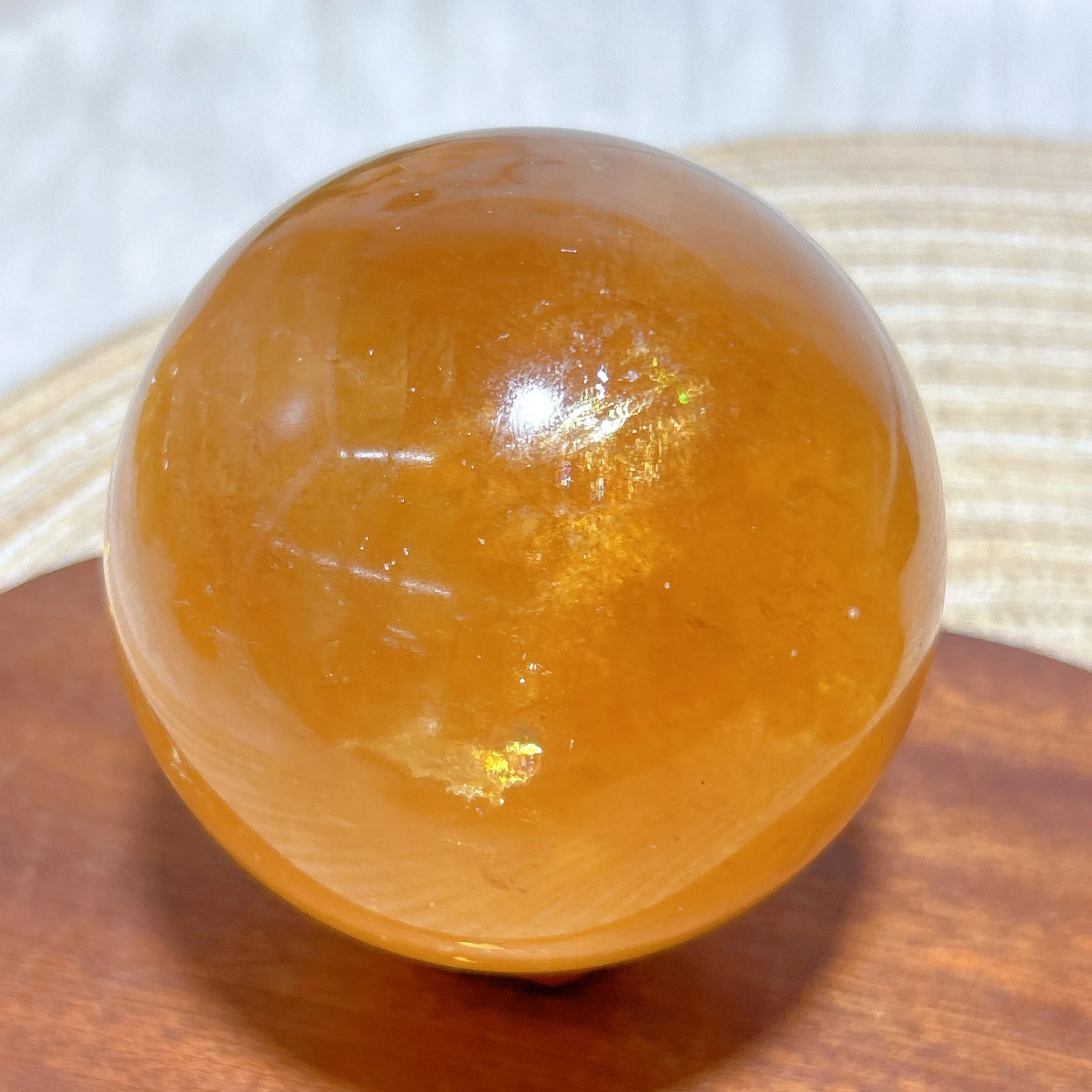 Healing Natural Crystal Honey Calcite Rainbow Sphere High Quality Polished Ball Mineral Energy Home Decoration Room Decor Gift