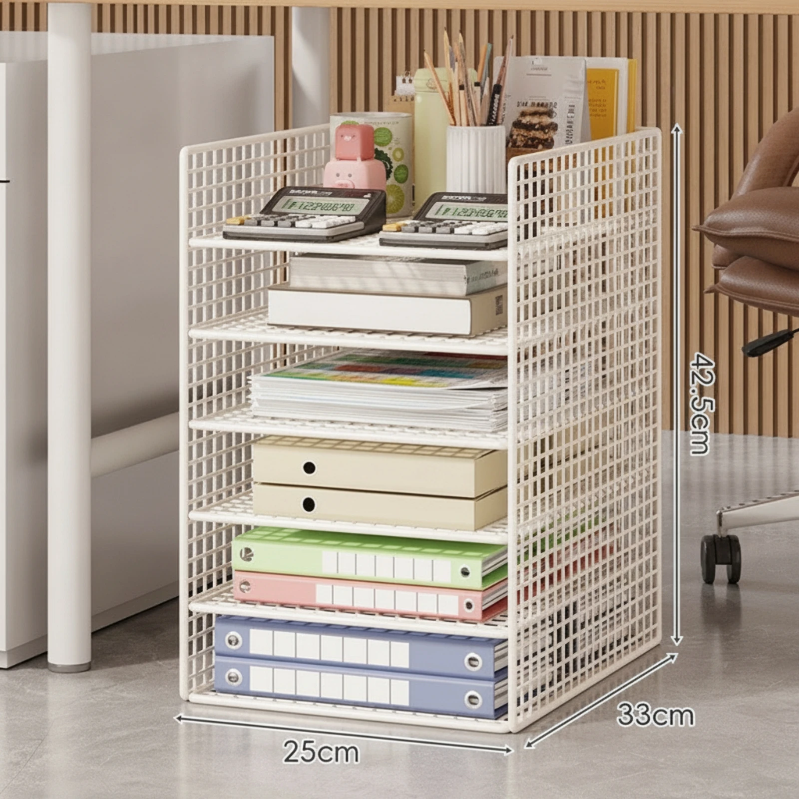 Under-Desk File Storage Rack Space-Saving Six-Layer File Organizer Desk Organizer with Shelves Sturdy Long-Lasting