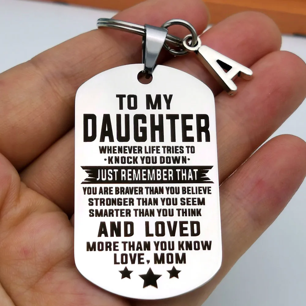 To My Son Daughter Keychain Gift From Mom Inspirational Birthday Christmas Gift for Son Daughter Dog Tags for Teen Boy Girl