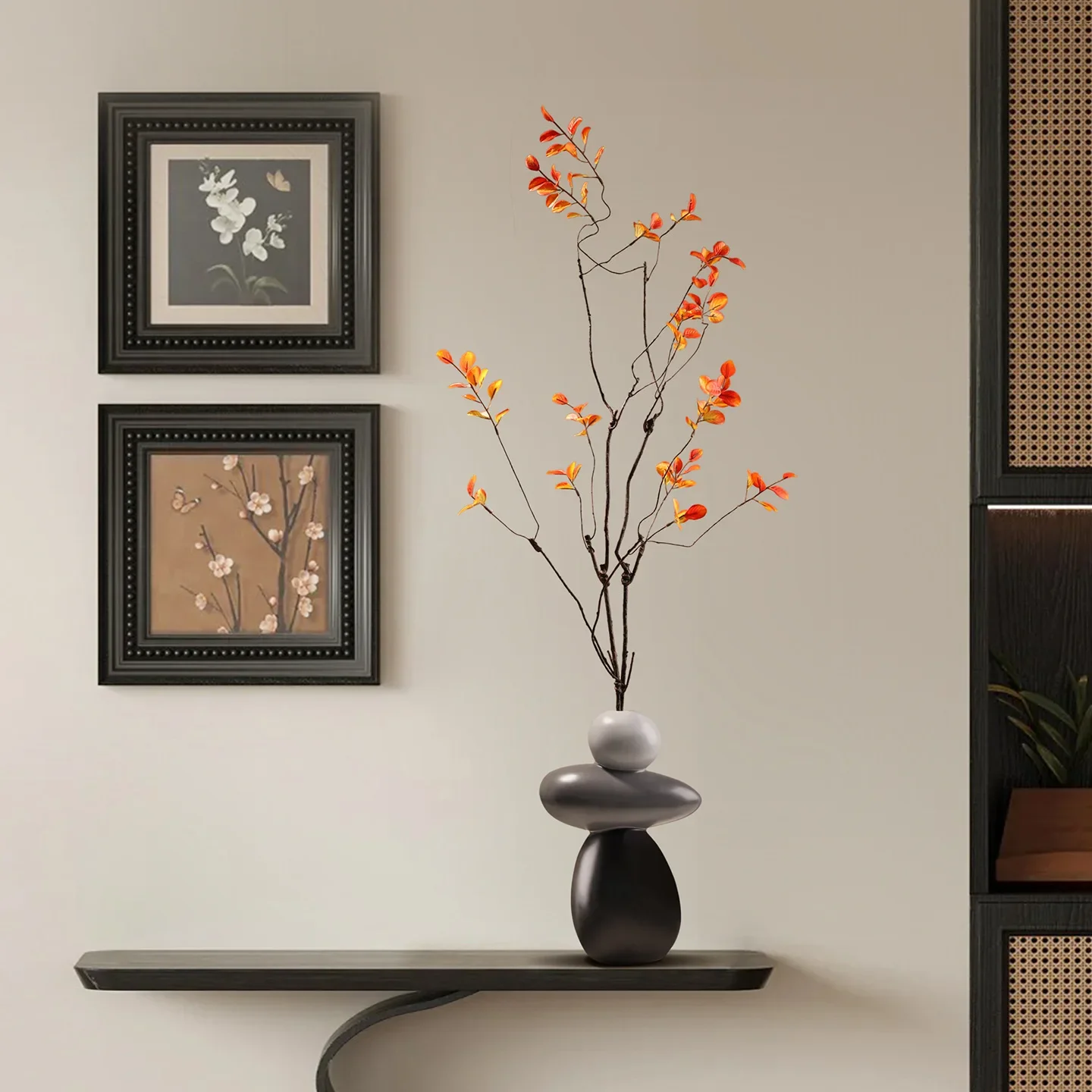 Nordic Instagram-Style Minimalist Stacked Stone Vase Ceramic Ornament—Home Decor for the Living Room and Entryway