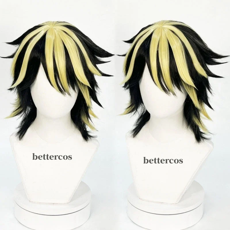 Hanemiya Kazutora Cosplay Wig Anime Tokyo Manji Gang Short Black Golden Hair Wigs Earring Tattoo Sticker