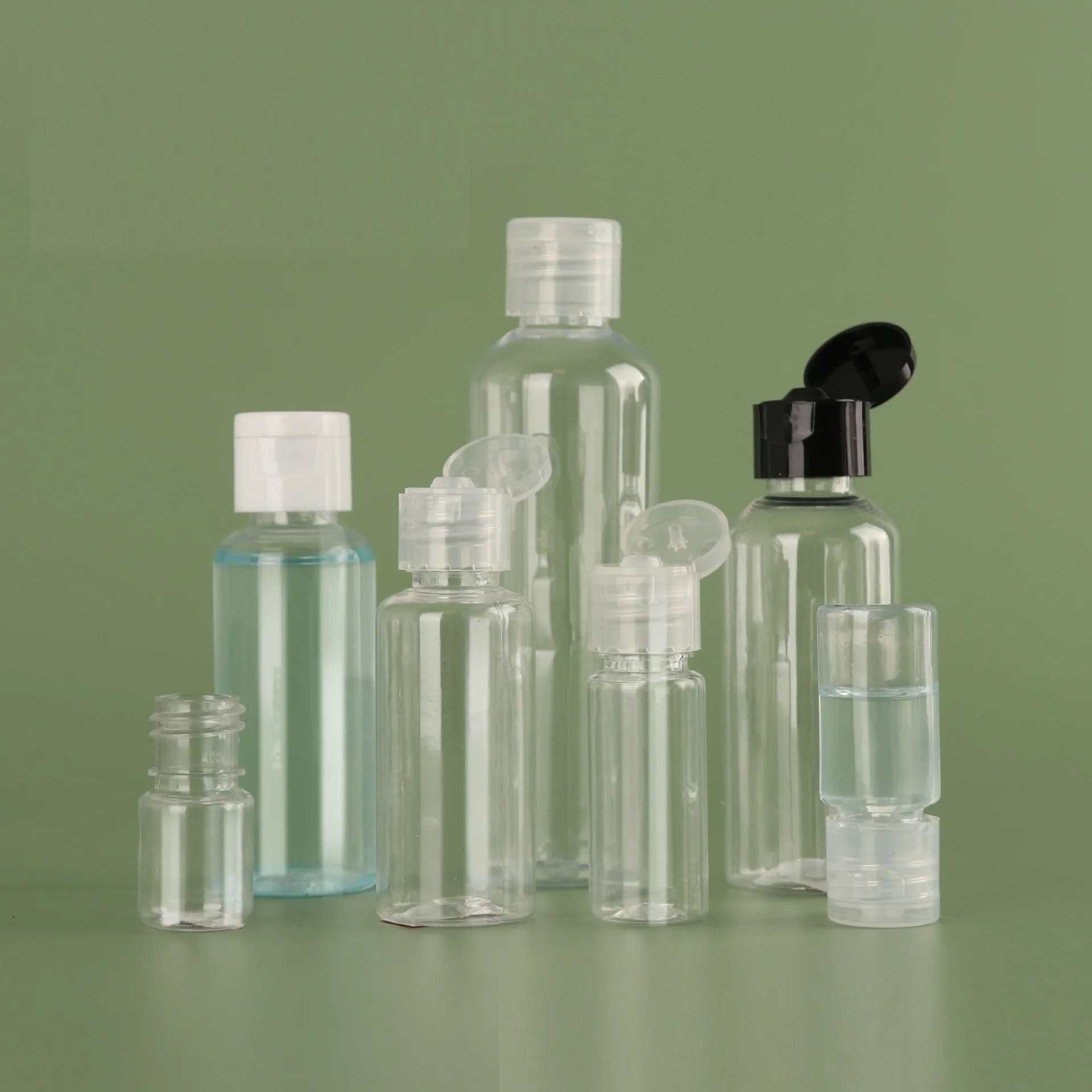 5ml 10ml 15ml 20ml 25ml 30ml Flip-top PET Lotion Bottle Plastic Sample Dispensing vials Cosmetic packing container