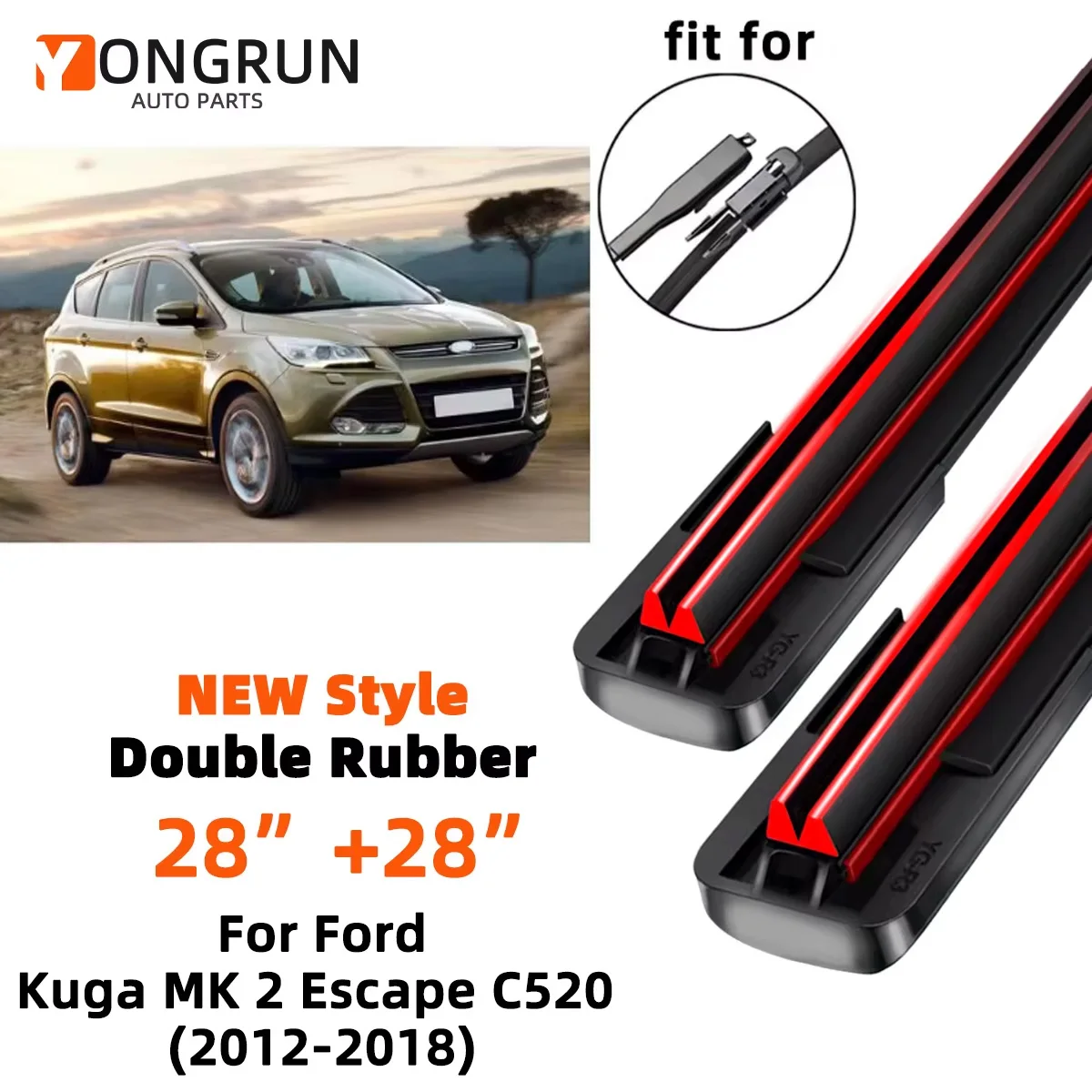 YONGRUN Frontwischer Für Ford Edge MK2 2015-2020 Wischerblatt Gummi 28 "+ 28" Auto Windschutzscheibe Windschutzscheibe Zubehör 2017 2018 2019
