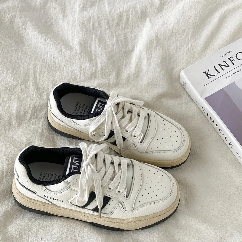 nouvelles-baskets-retro-decontractees-pour-femme-modele-classique-blanc-uni-style-sportif-Etudiant-printemps-automne