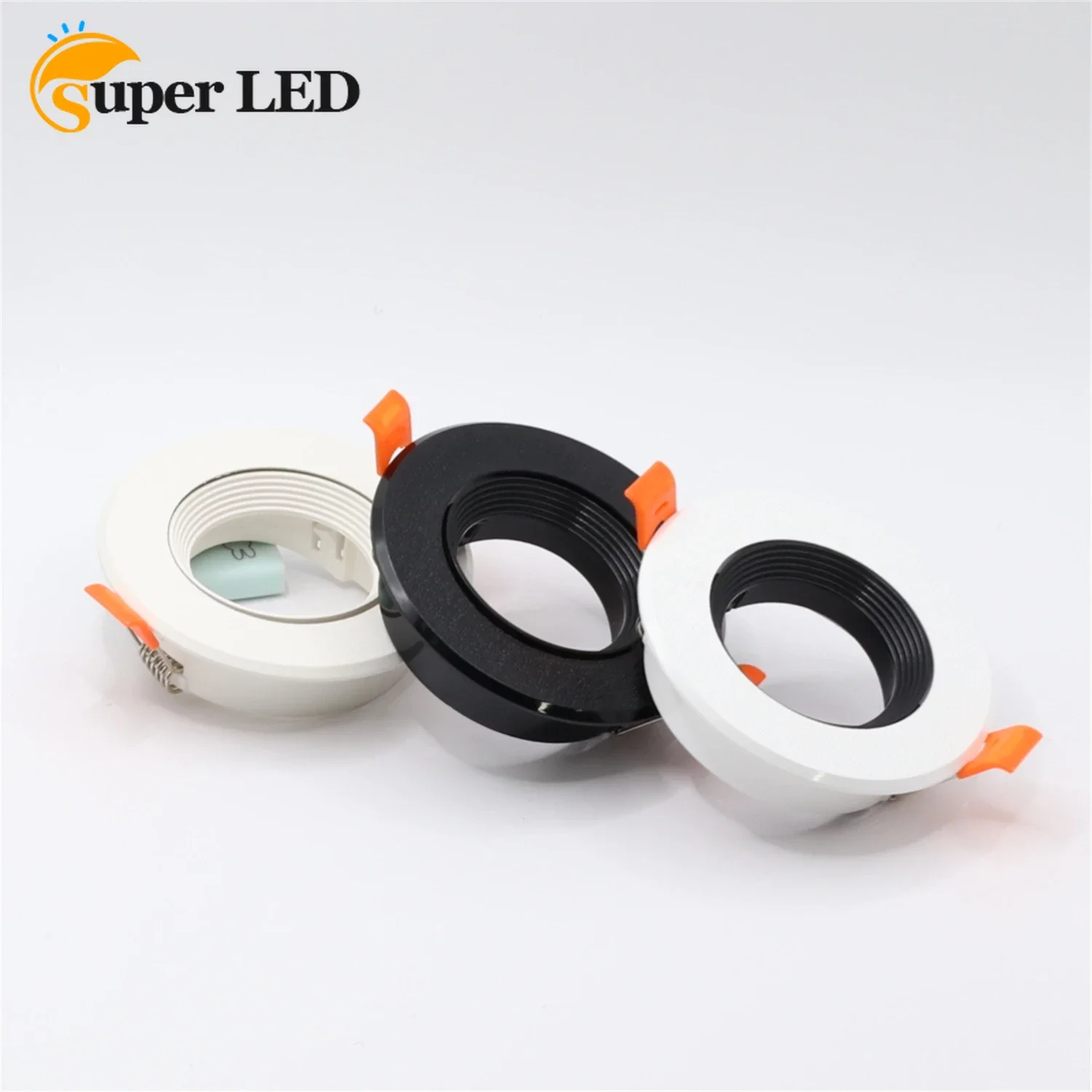 Round Recessed Led Ceiling Downlight Holder Adjustable Angle Spot Light Frame White Gu10/mr16 Base Down Fitting Fixture