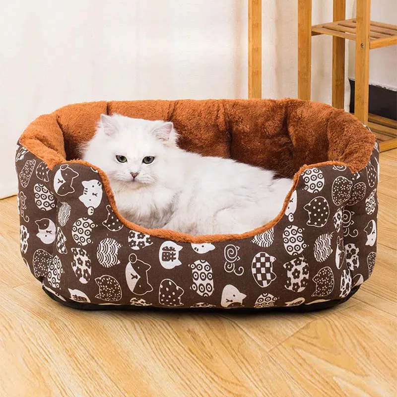 Dog Bed Cushion Sleeping Sofa Cat Bed Round Cpuppy Warm Bed House Soft Long Plush Pet Dog Bed For Small Dogs Cat Nest