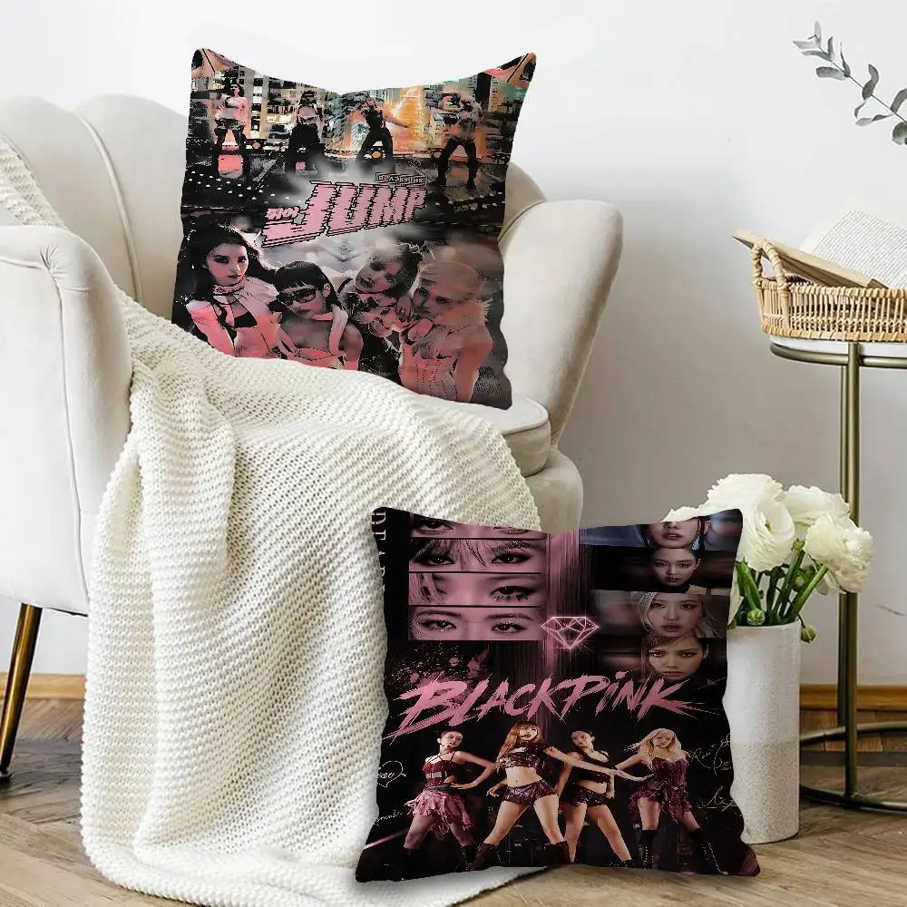 B-Black Kpop Group P-Pinks Gril Lucky Dragon Pillow Cover Sofa Cushion Cover Home Room Decoration Children Gift