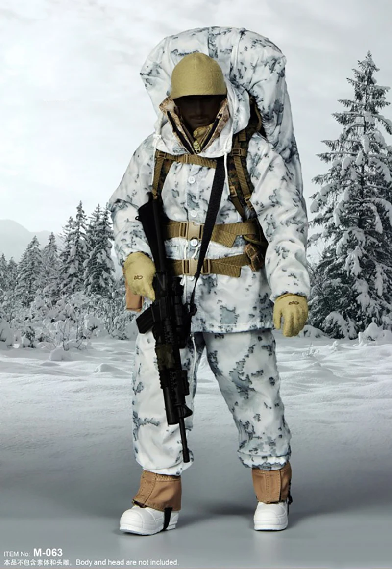 

SUPERMCTOYS M-063 1/6 Male Soldier Snow Camouflage Suit Model Accessories Fit 12'' Action Figure Body In Stock