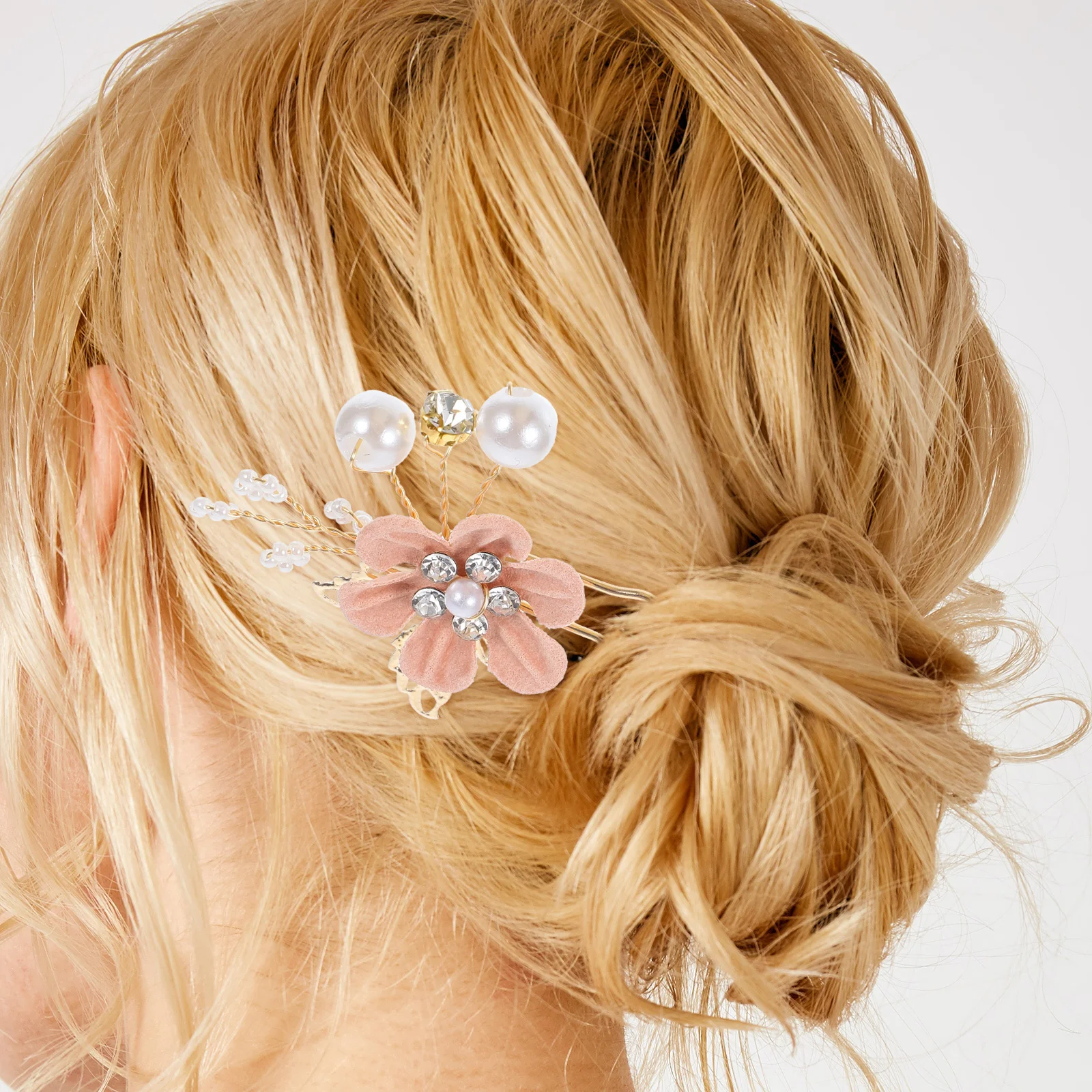 

6Pcs Delicate Flower U-Shaped Hairpin Rhinestone Pearl Bridal Wedding Accessory for Bridesmaids Wedding Hair Accessories