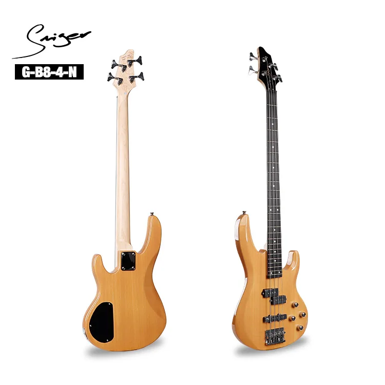 Smiger 4 Strings Bass Guitar With Manufacturer Wholesale Price Natural Wood Electric Bass Guitar