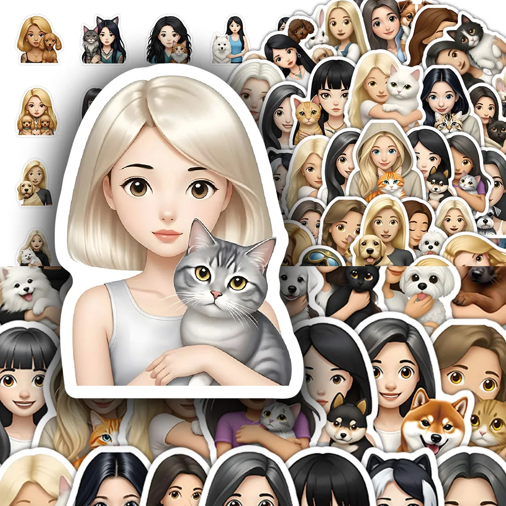 

60PCS Cute Pets and Their Owners Graffiti Stickers Cute Style Cartoon Decal Notebook Phone Guitar Skateboard Classic kid Toys