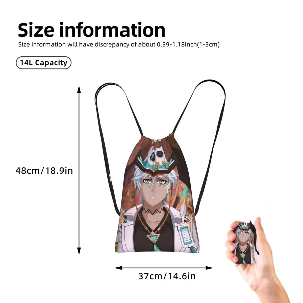 Ifa Anime Game Genshin Impact Drawstring Backpack hiking cycling Bag Portable Travel Drawstring Bag for Men Women