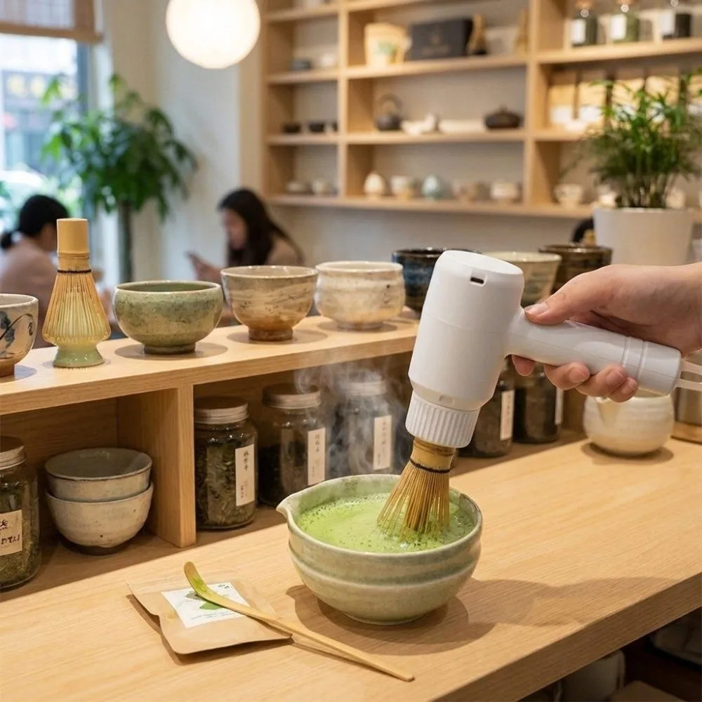 Rechargeable Electric Matcha Whisk Quickly Whisking Handheld Portable Matcha Mixer One Button Start Low Noise