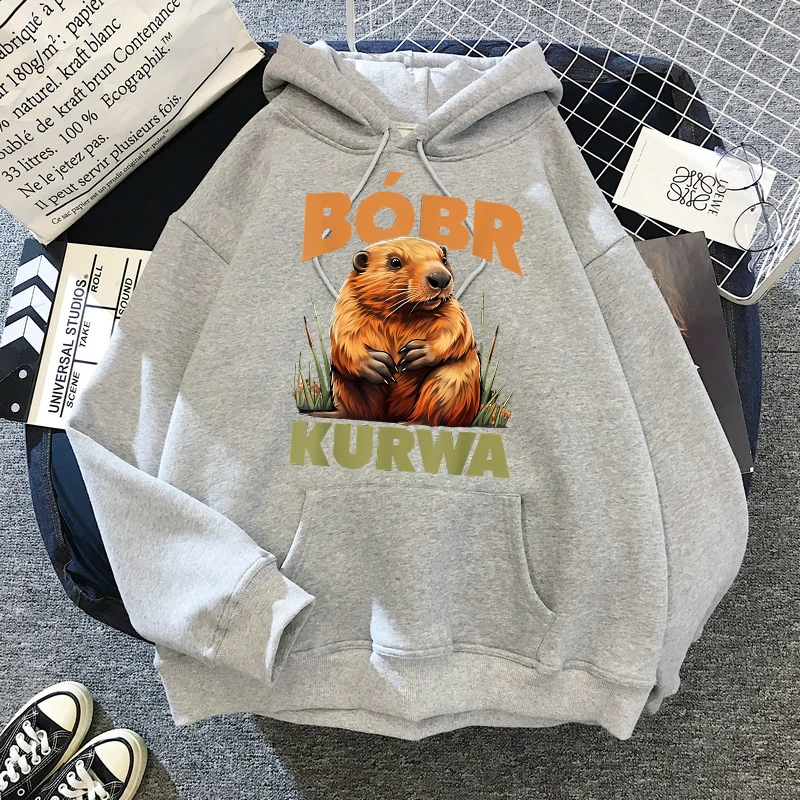 أزياء الرجال والنساء ملابس الشارع الشهير Bobr Kurwa Harajuku Y2k هوديس مضحك الكرتون عارضة مقنعين Kurwa Bober الجرونج بلوزات الملابس