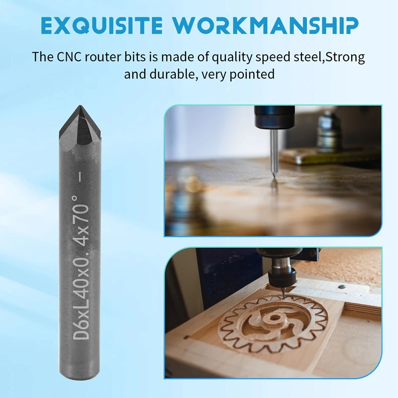 PCD Diamond Engraving Bits Engraver CNC Carving Tools Stone Carbide Milling Cutter on Marble D6XL40X70degreeX0.4-A07G