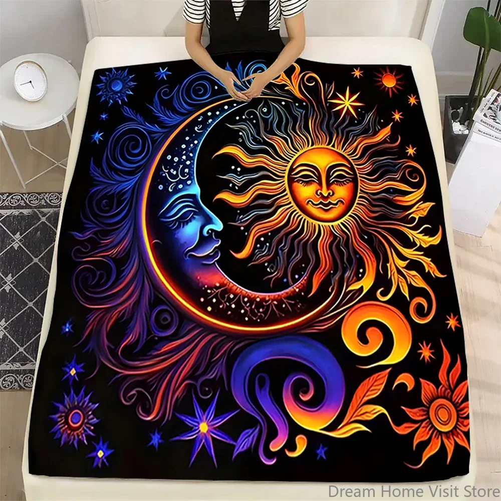 

1PC Sun and Moon God Pattern Throw Blanket, Soft Blanket for Sofa, Bed, Travel,Camping, Living Room, Office,Couch, Chair,and Bed
