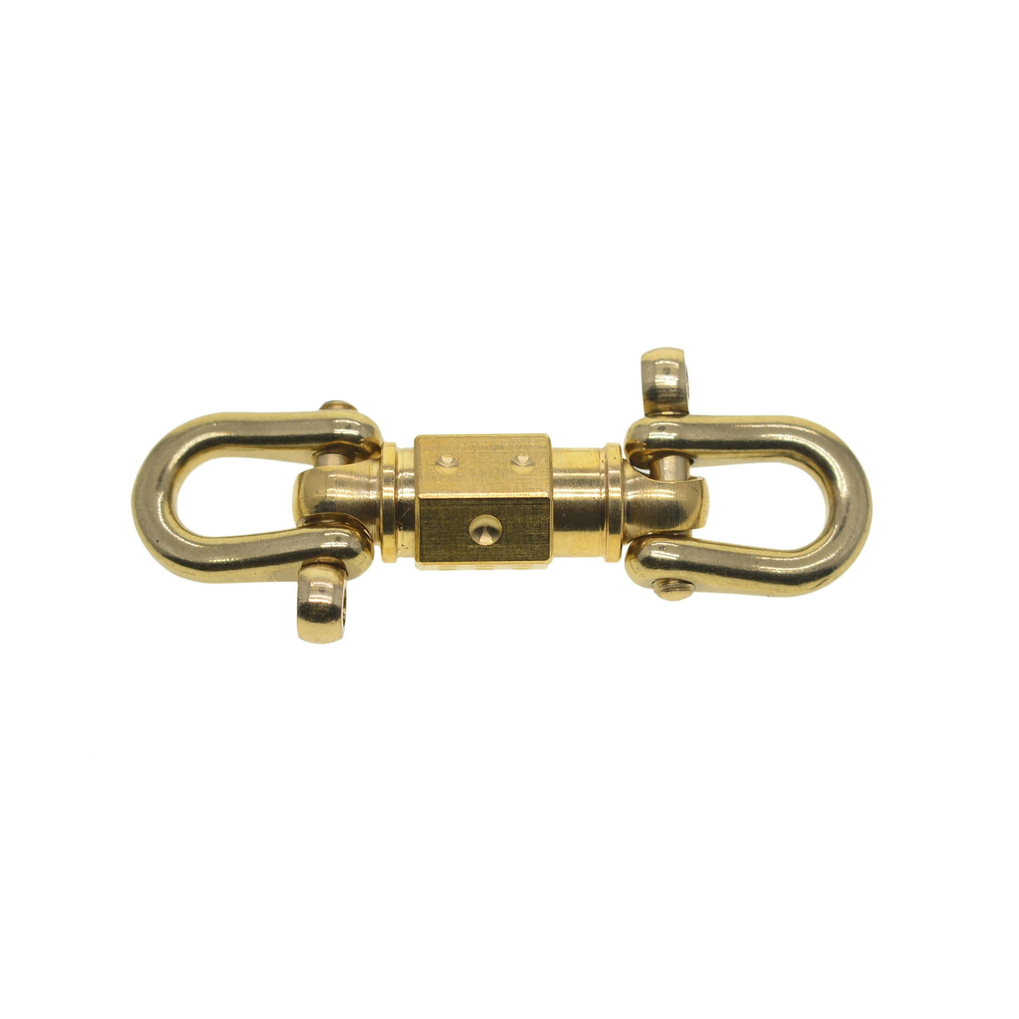 Super fine Solid brass Pull quick release swivel detachable keychains screw brass shackle carabiner DIY EDC Tool