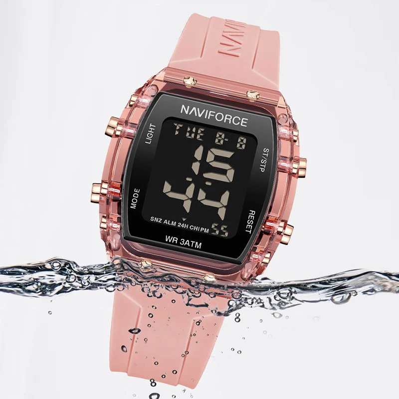 NAVIFORCE Watches for Women LCD Digital Movement Female Clock Trend Wild Waterproof Silicone Strap Sport Electronic Wristwatches