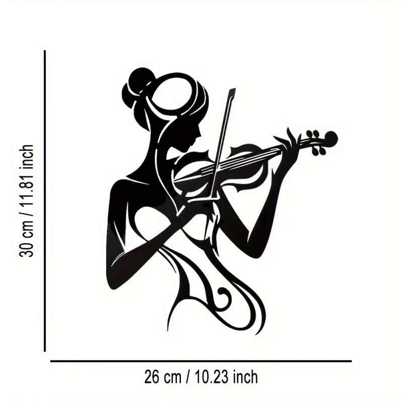 Vintage-style home decor、Office、Cafe and other decorations-Elegant Violin Girl Metal Wall Art.