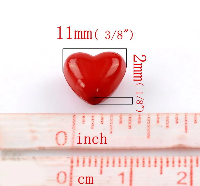 DoreenBeads Fashion 200PCs Acrylic Red Heart Shape Beads For Women Handmade DIY Making Bracelets Jewelry Finding 11mm x 10mm