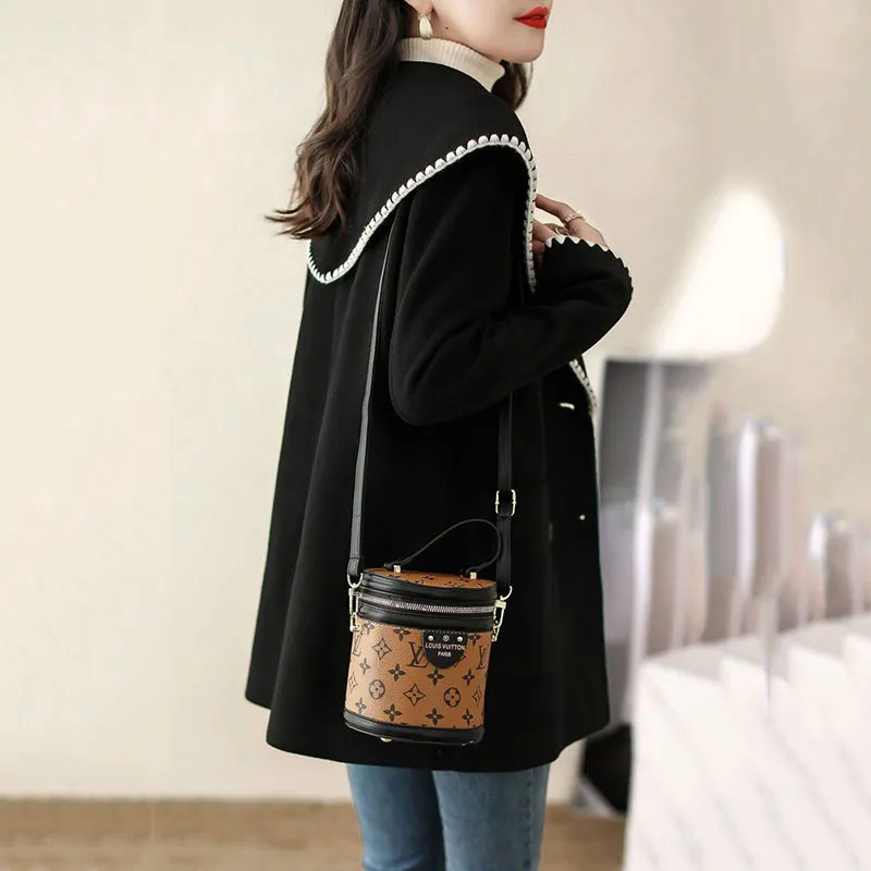 Spring New High-Grade Woolen Coat Female Fashion Korean Suit Jacket Black Casual Office Professional Womens wear Trench Coat 4XL