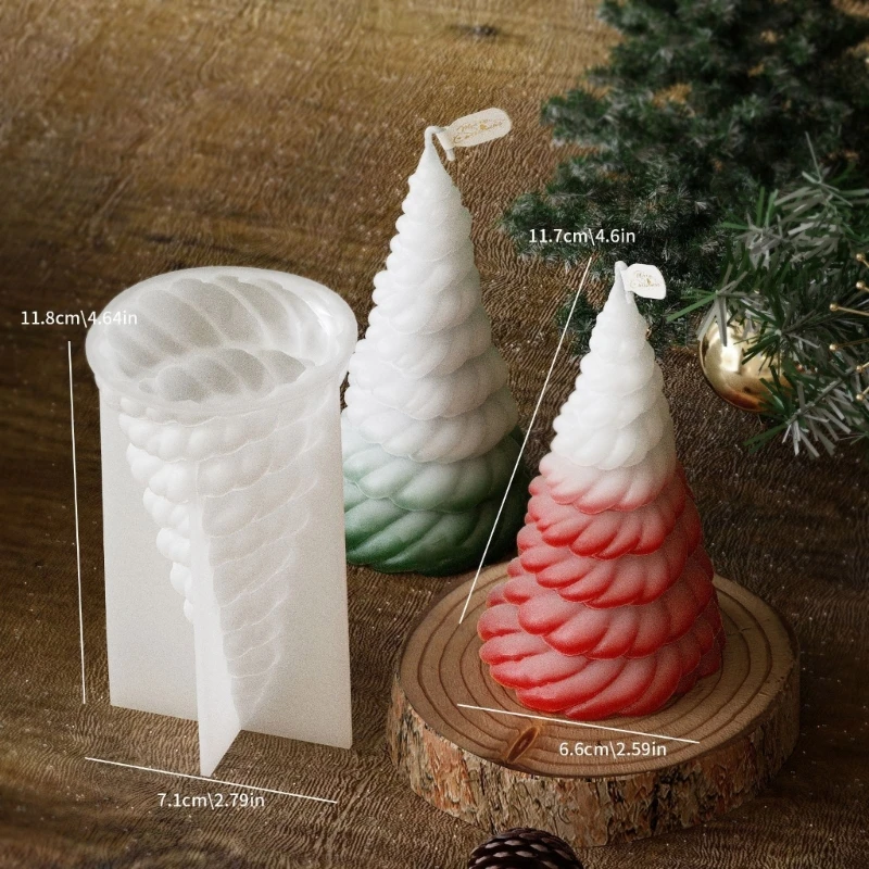 Moule bougie d'arbre noël froissé, en résine d'aromathérapie, en Silicone, pour ornement bureau, pour décoration