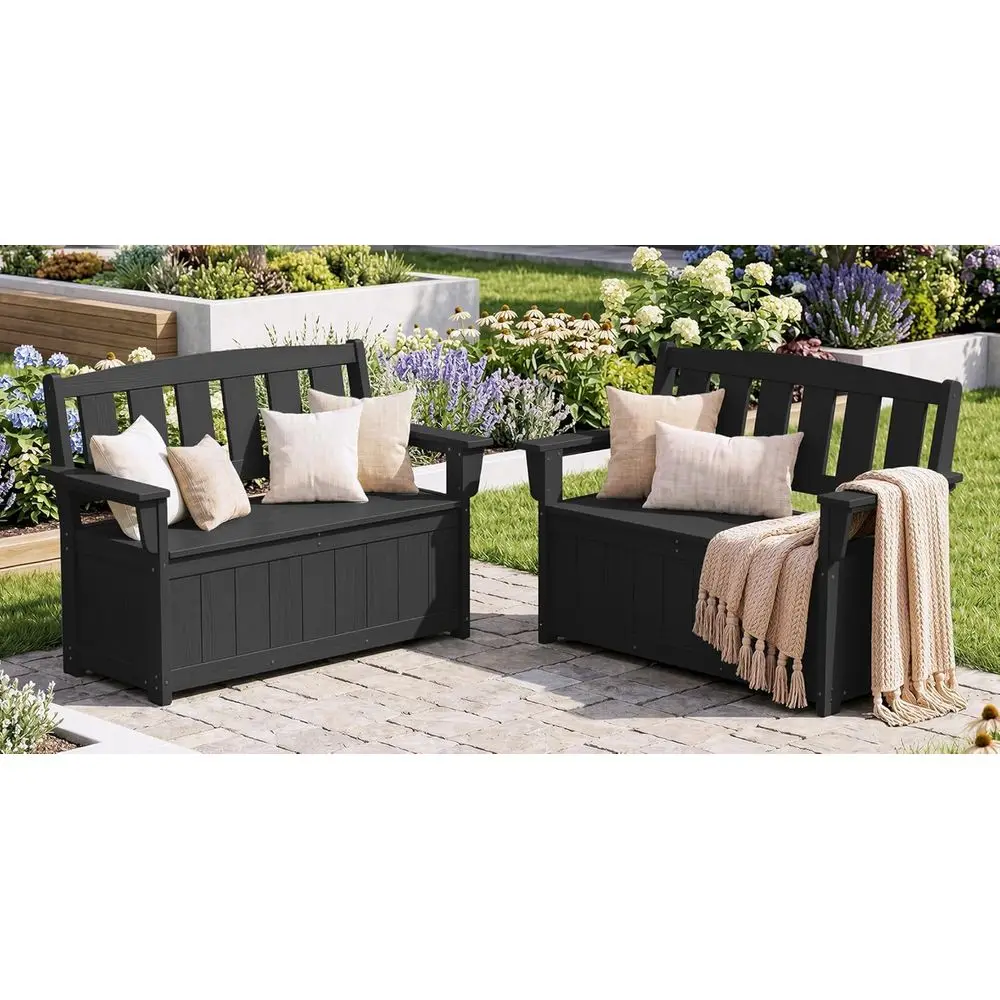 

HDPE Outdoor Storage Bench Set o 2, All-Weather, UV-Resistant Deck Box with Waterproo Storage Bags, 57 Gallon Dual-Use Seat & Or