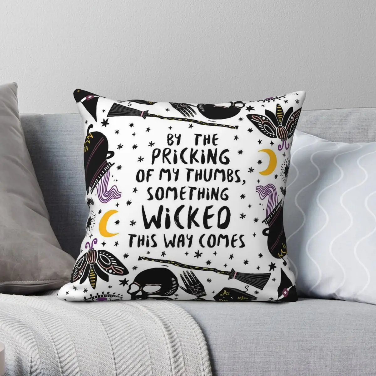 Something Wicked This Way Comes Square Pillowcase Polyester Linen Velvet Printed Zip Decor Sofa Seater Cushion Cover