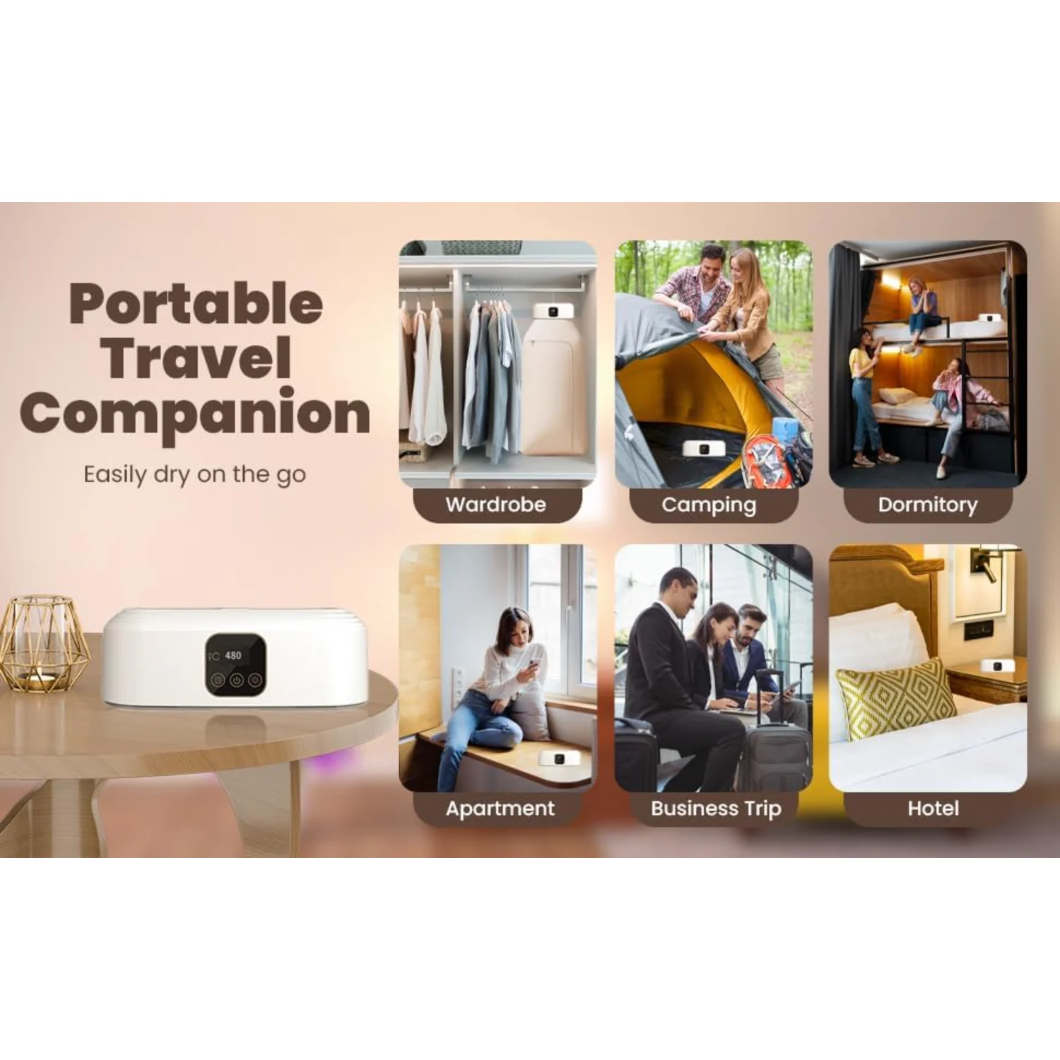 مجفف ملابس محمول، مجفف محمول للشقق، النوم، RV، آلة تجفيف قابلة للطي مع حقيبة جافة، ملابس حساسة، مغسلة