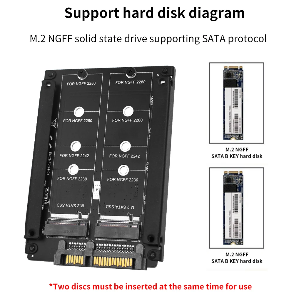 TISHRIC M.2 to Sata 22PIN Adapter Card Double Port M.2 NGFF SSD Into 2.5in SATA interface For 2230-2280 M2 SSD