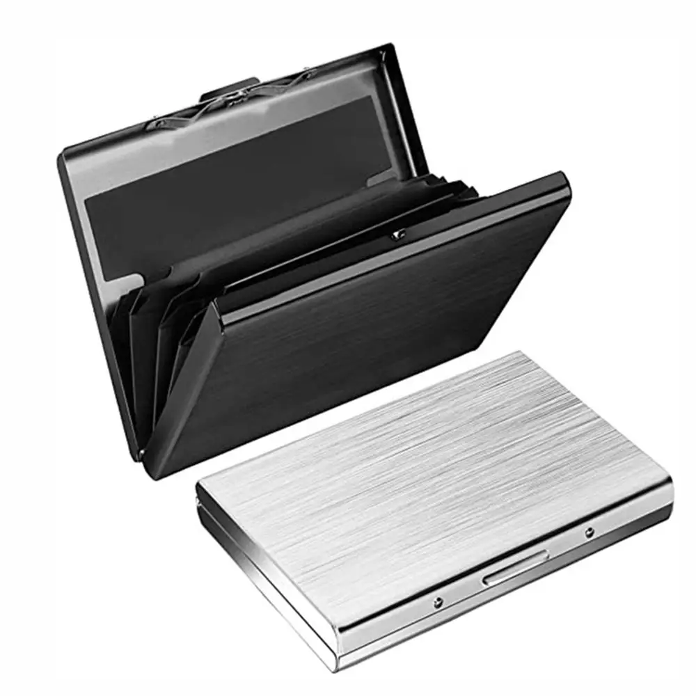 Fashion Durable 6 Card Slots Card Holder Stainless Steel Case Anti-demagnetization Box Portable Organizer Protector