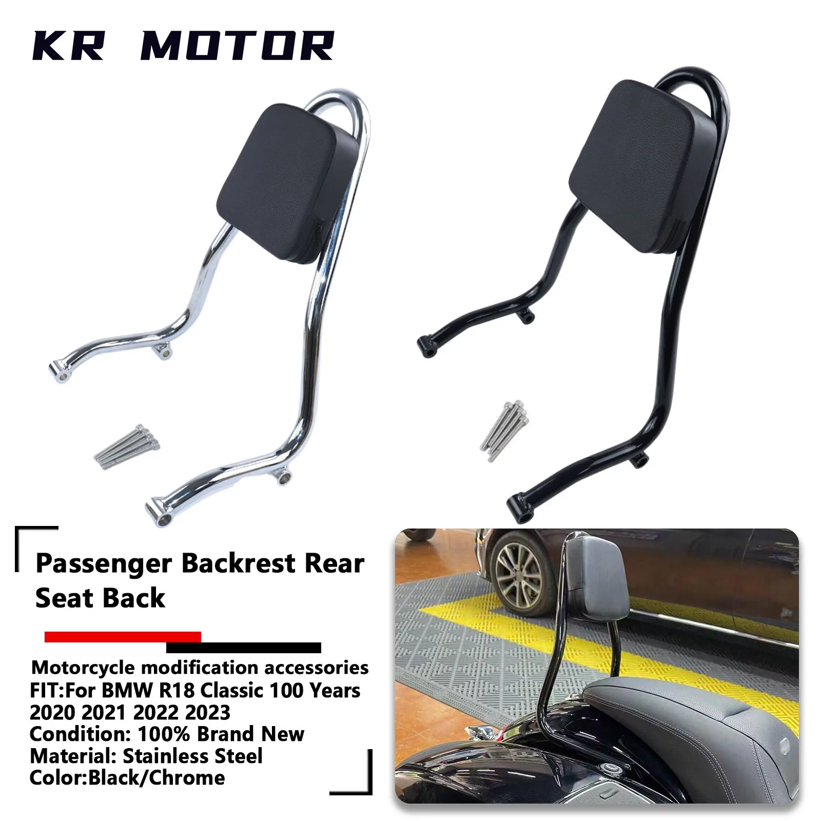 

Fit For BMW R 18 Classic R18 100 Years 2020 2021 2022 2023 Motorcycle Passenger Backrest Sissy Bar Rear Seat Back Cushion Pad