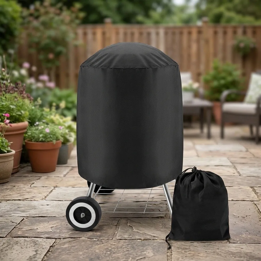 210D Oxford Round Grill Cover Waterproof Dustproof for Round Grills Tables and Fire Pits Easy Storage Lightweight