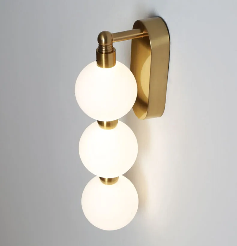 White Acrylic Ball Wall Lights Changeable Dimming Gold Metal