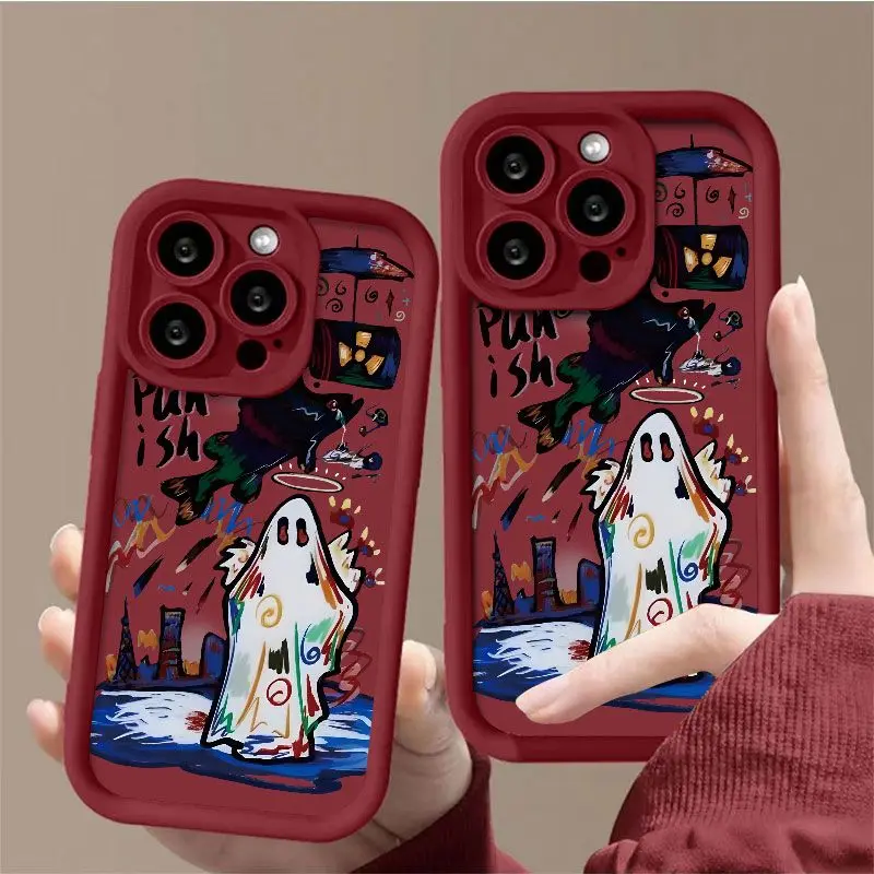 Halloween Ghost Cool Demon Phone Case For IPhone 16 15 14 13 12 11 Pro Max 16 Pro XR Xs Max Fashion Y2k Frosted Anti Fall Cover