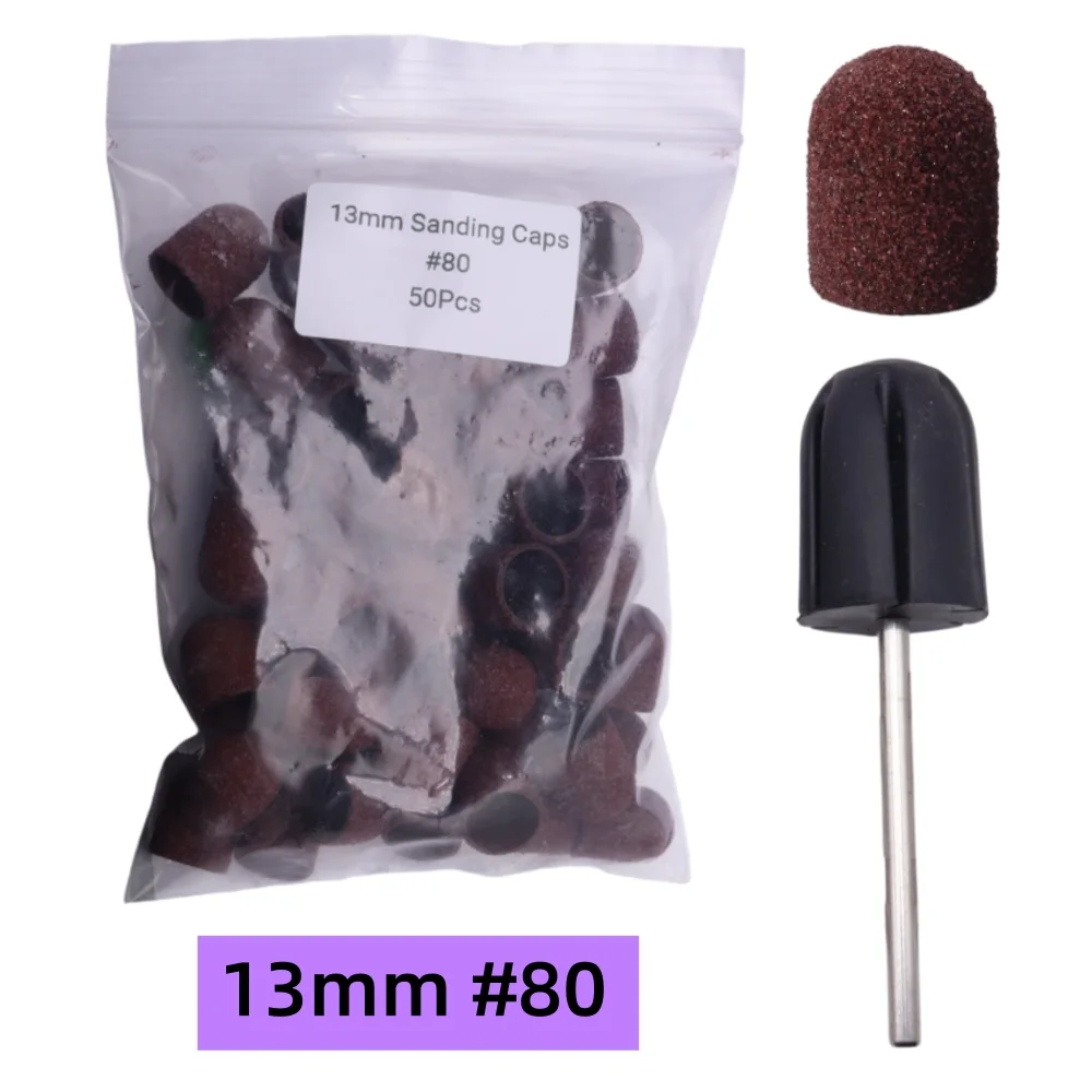 50 Stück Schleifkappen mit Dorn – Nagelbohrer-Hülsen-Set für Maniküre, Pediküre und Hornhaut