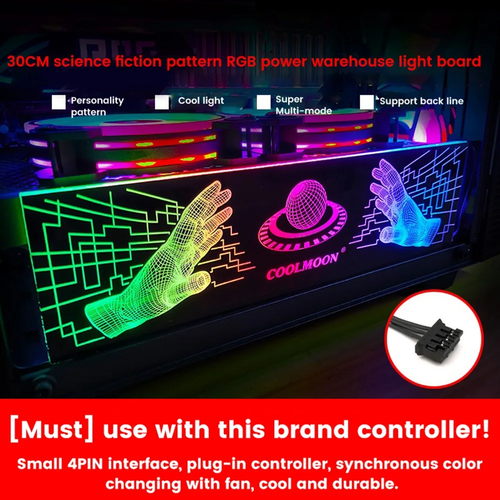 COOLMOON-RGB Light Board para PC Chassis Decoração, Fonte de Alimentação, Bin, Painel Lateral, GPU Backplate